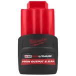 MILWAUKEE M12 RED LITHIUM HIGH OUTPUT 2.5 AH BATTERY PACK - M12HB2.5